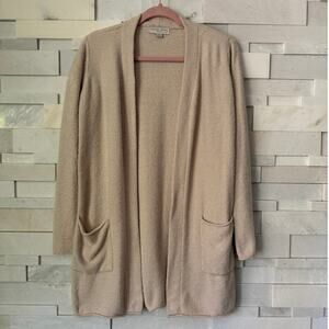 BAREFOOT DREAMS Cozy Chic Lite Knit Open Slouchy Cardigan w/Pockets Cream XS